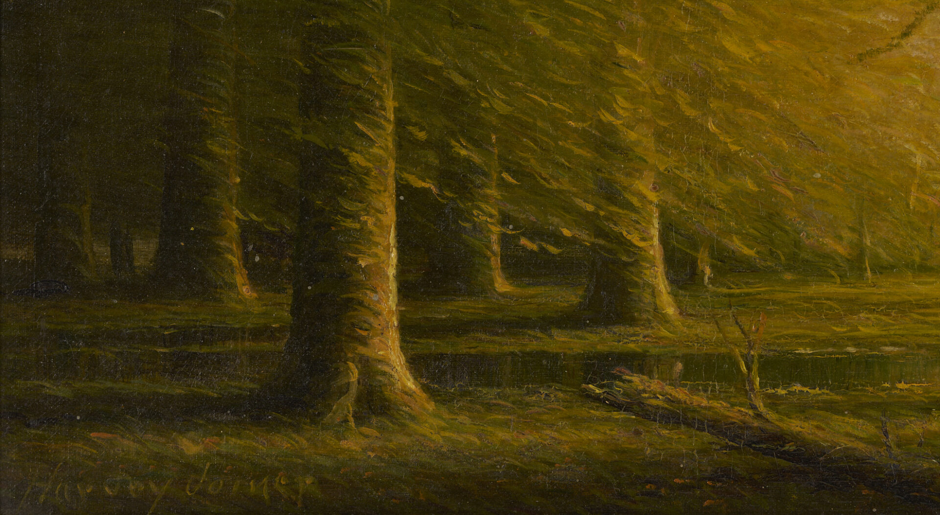 Lot 191: Harvey Joiner Forest Landscape Oil Painting