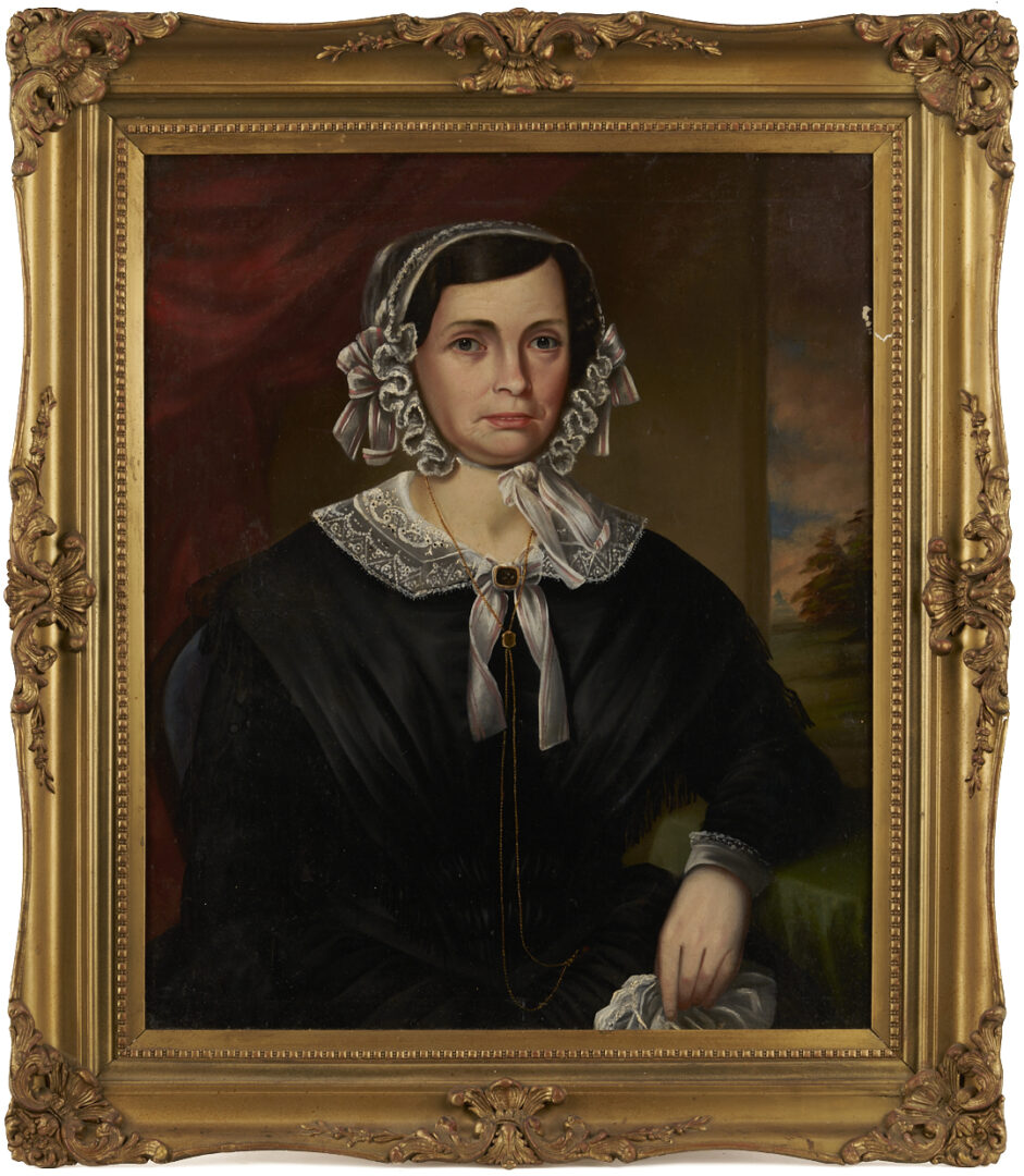Lot 192: 19th C. Portraits of Benjamin & Sarah Williamson, TN/Mississippi