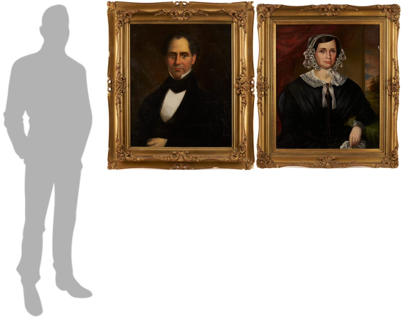 Lot 192: 19th C. Portraits of Benjamin & Sarah Williamson, TN/Mississippi