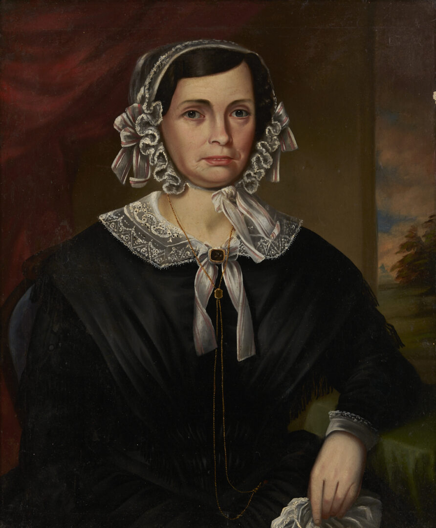 Lot 192: 19th C. Portraits of Benjamin & Sarah Williamson, TN/Mississippi