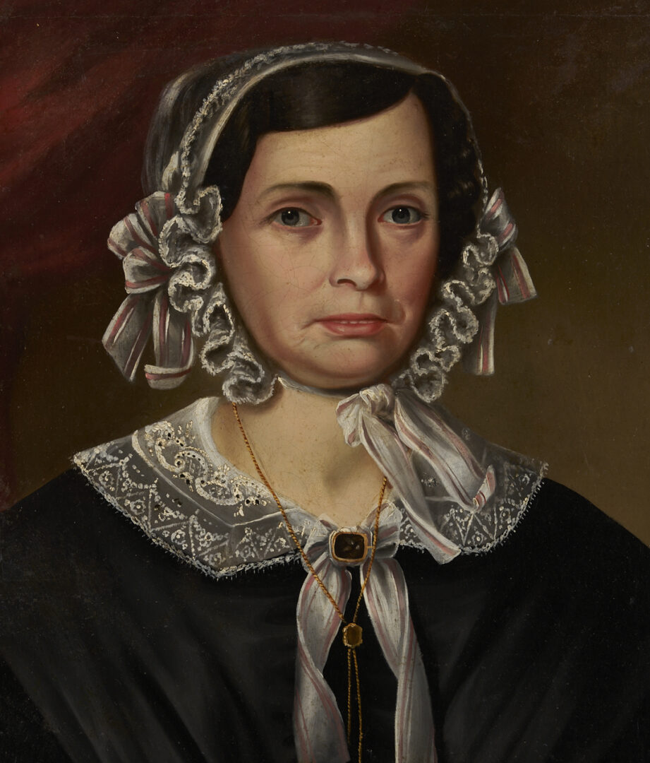 Lot 192: 19th C. Portraits of Benjamin & Sarah Williamson, TN/Mississippi