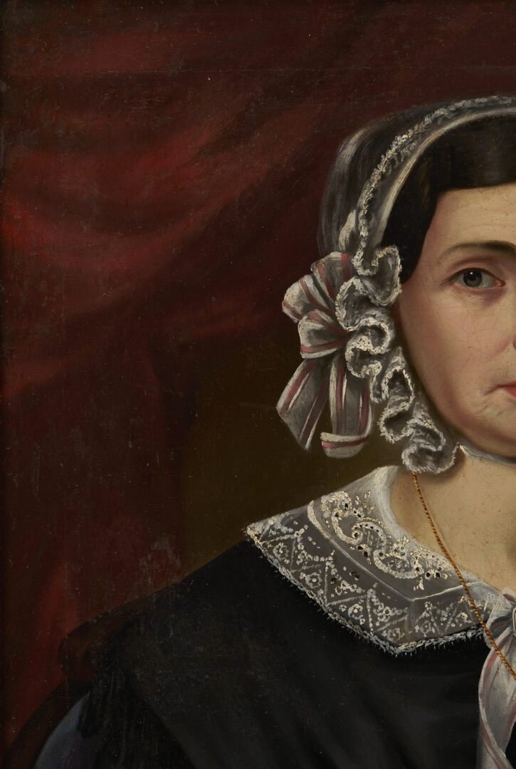 Lot 192: 19th C. Portraits of Benjamin & Sarah Williamson, TN/Mississippi