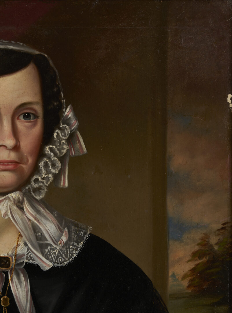 Lot 192: 19th C. Portraits of Benjamin & Sarah Williamson, TN/Mississippi