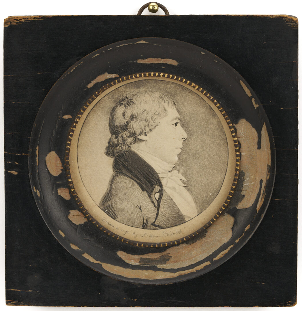 Lot 193: St. Memin Mezzotint Miniature Portrait of MS Gov. David Holmes