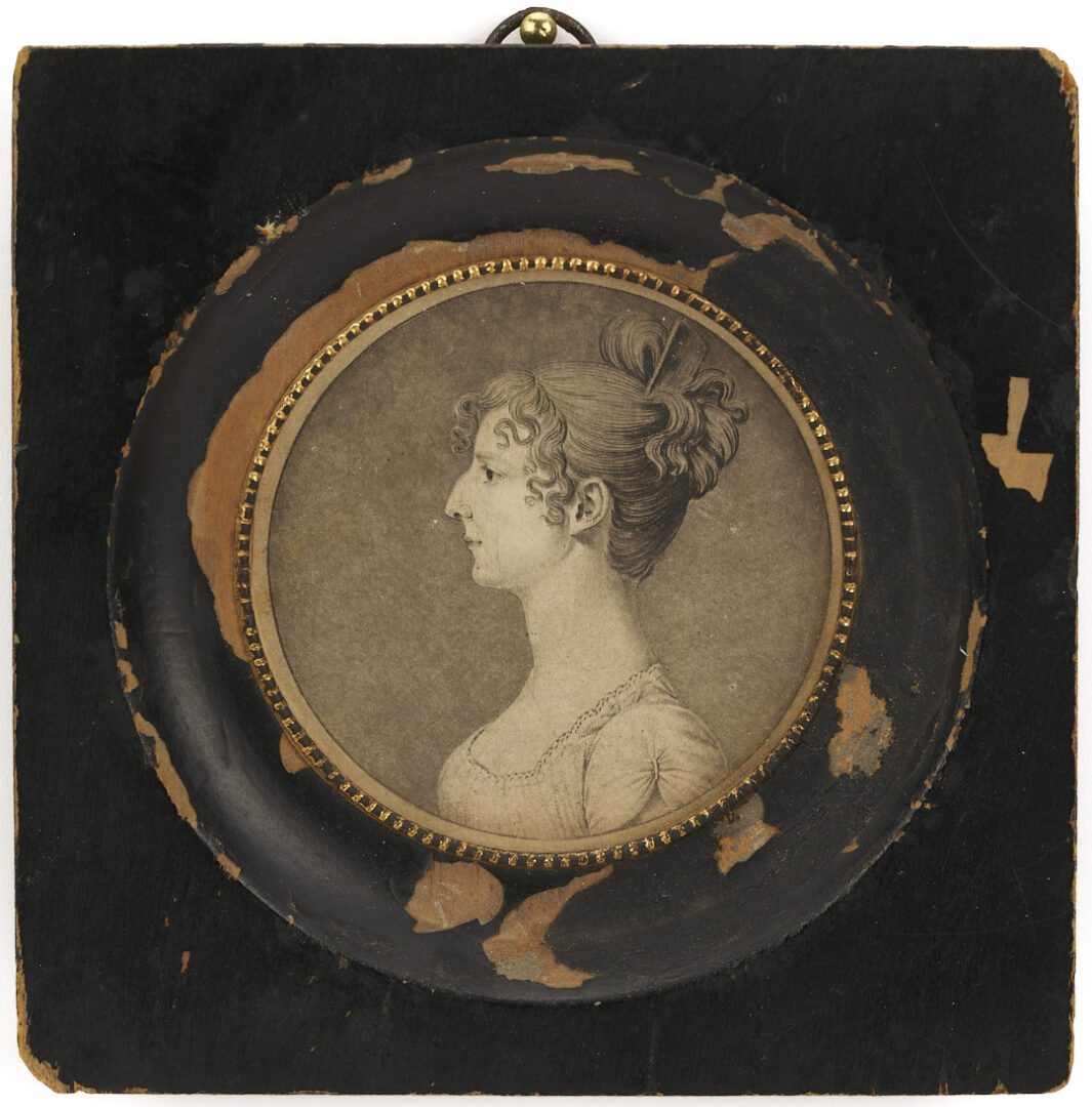 Lot 194: St. Memin Mezzotint Miniature Portrait of Martha Jefferson Tyler Waggaman