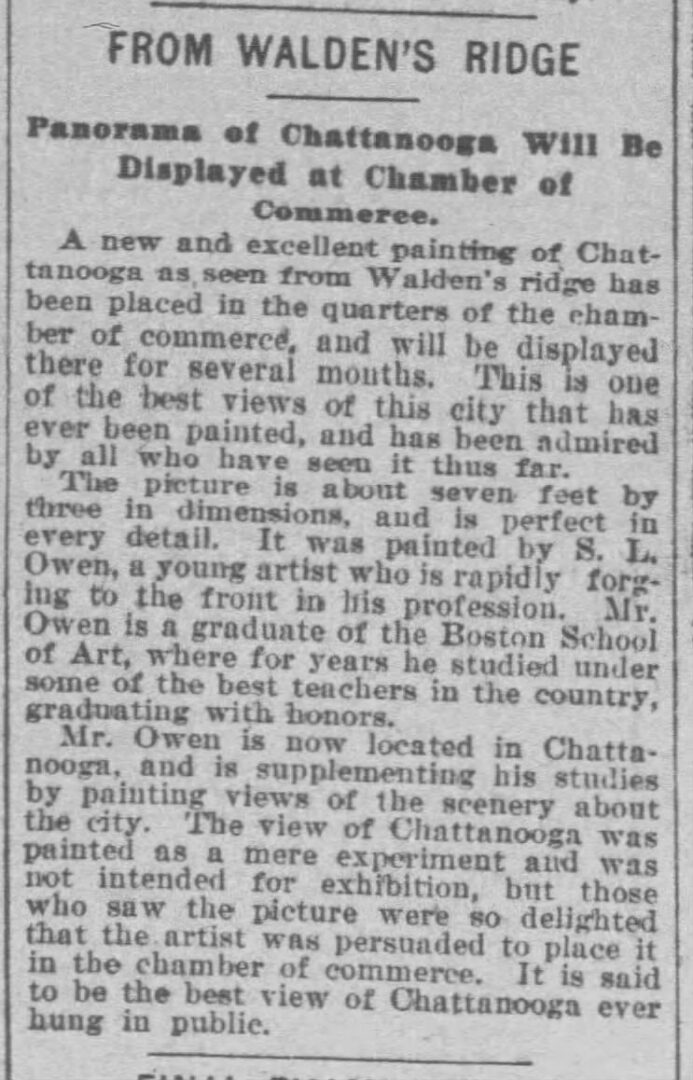Lot 200: S.L. Owens Chattanooga Panoramic Painting, c. 1900