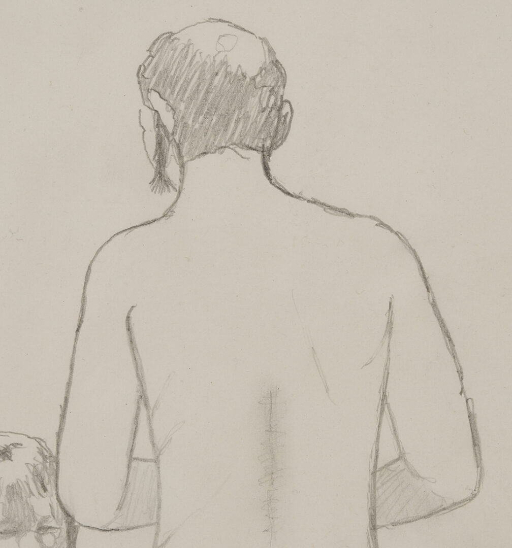 Lot 206: Carrol Cloar Drawing, Skinny Dipping, Plus Signed Hostile Butterflies Book