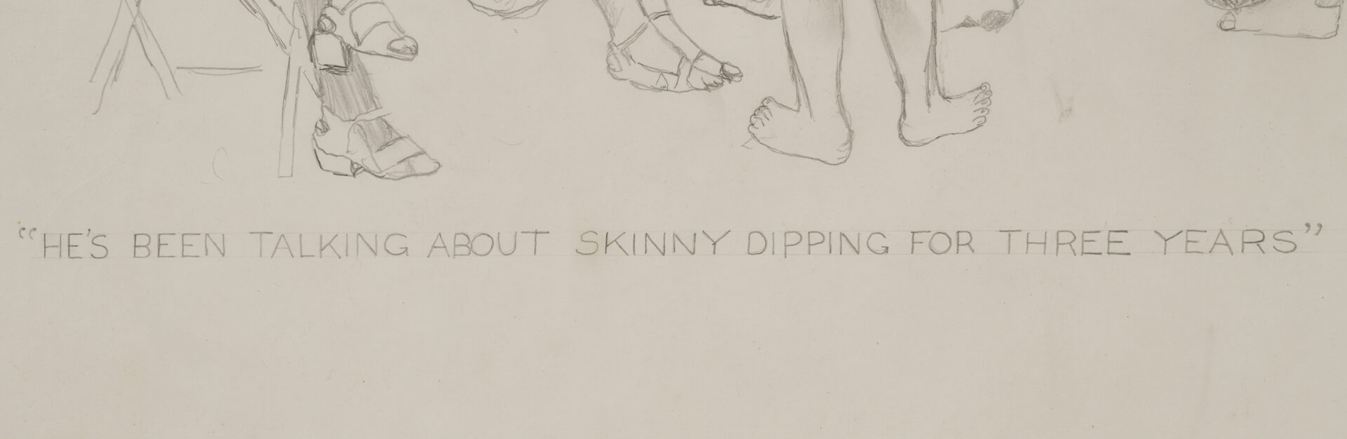 Lot 206: Carrol Cloar Drawing, Skinny Dipping, Plus Signed Hostile Butterflies Book