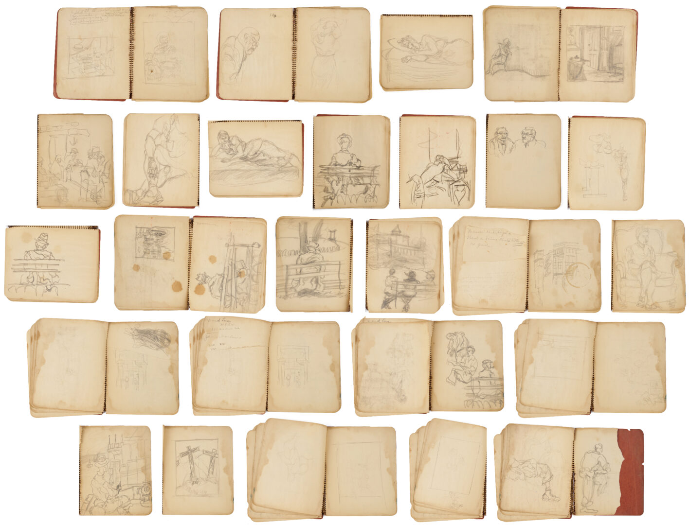 Lot 207: Joseph Delaney Sketchbook, 37 Works on Paper Incl. Religious & NYC Scenes