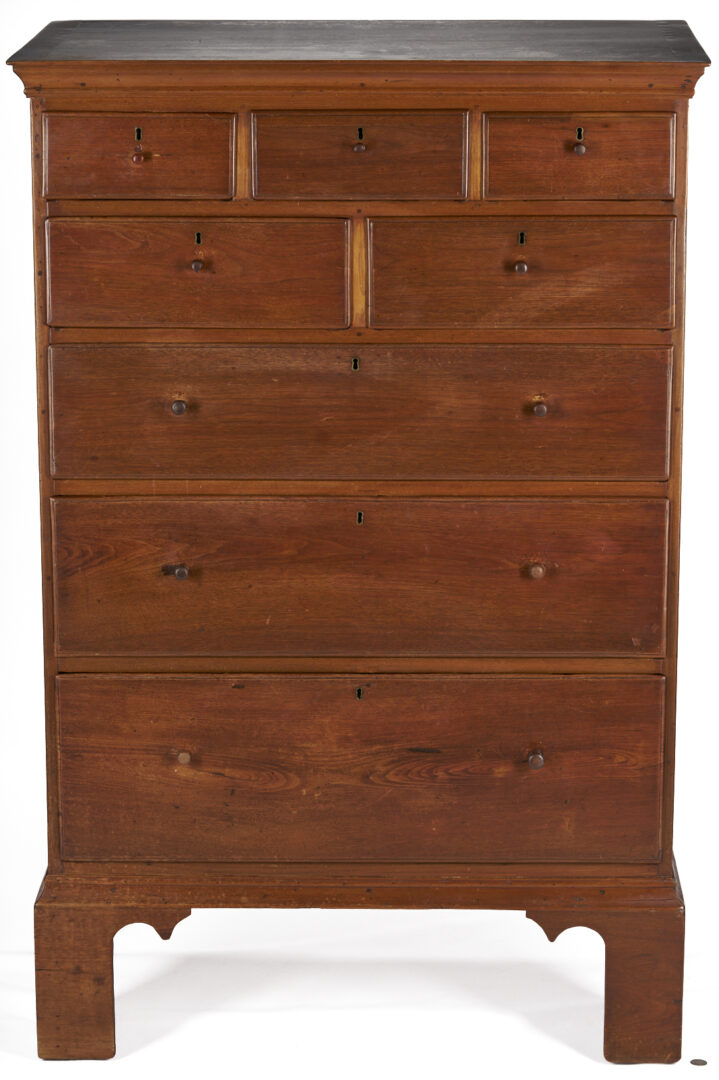 Lot 209: East TN Chippendale Tall Chest, Documented MESDA, Art & Mystery