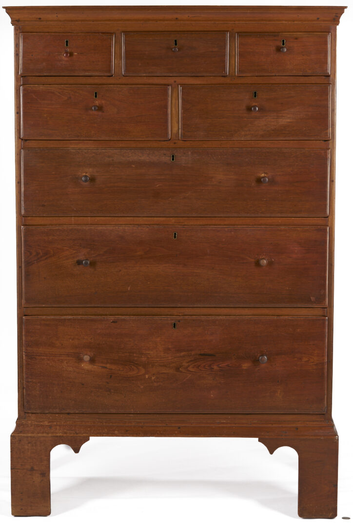 Lot 209: East TN Chippendale Tall Chest, Documented MESDA, Art & Mystery