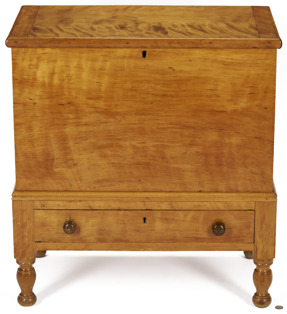 Lot 212: Southern Sheraton Tiger Maple Sugar Chest