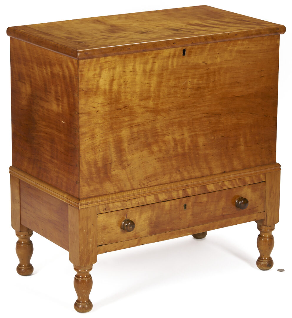 Lot 212: Southern Sheraton Tiger Maple Sugar Chest
