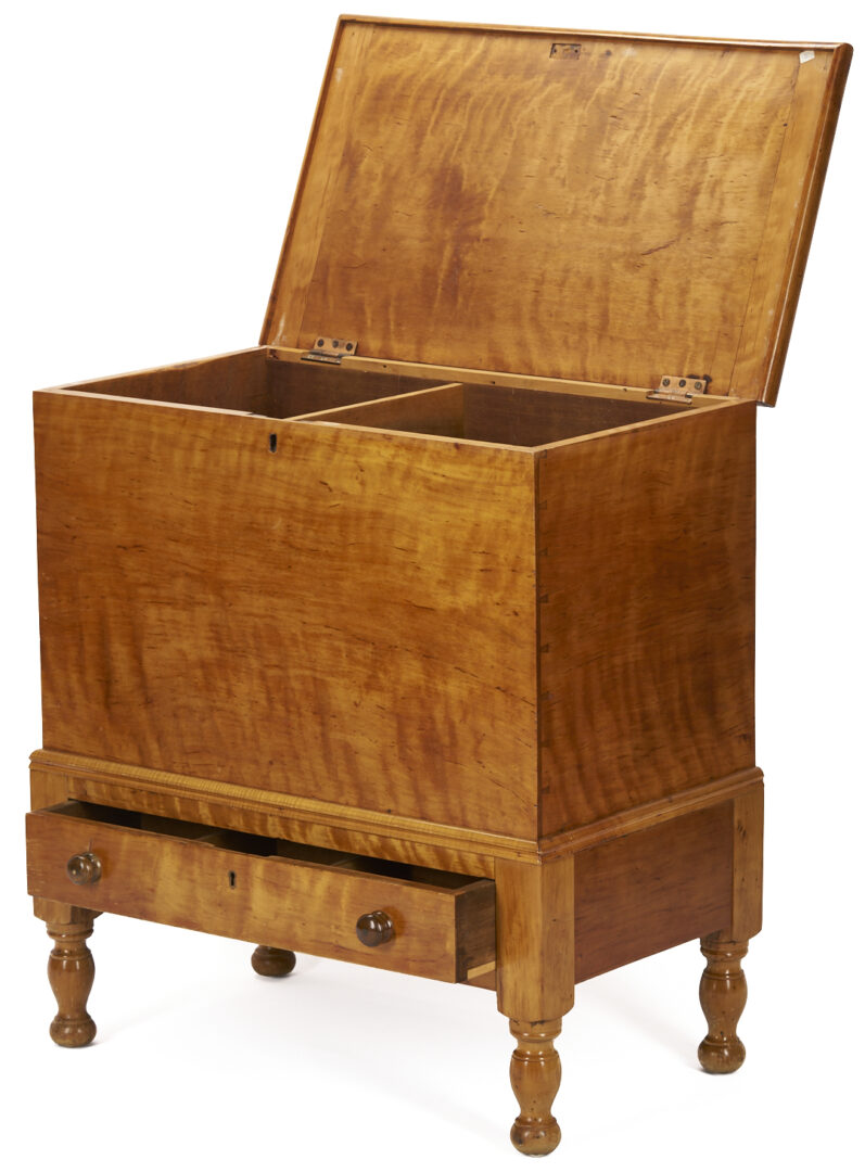Lot 212: Southern Sheraton Tiger Maple Sugar Chest