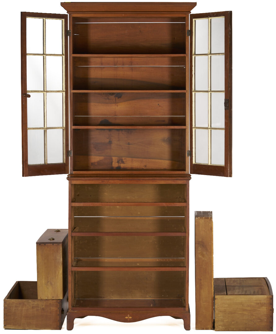 Lot 214: Southern Bookcase with Hepplewhite Inlaid Chest of Drawers