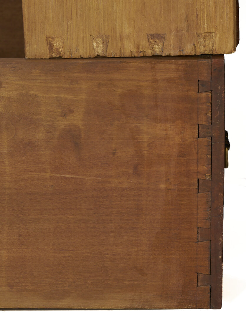 Lot 214: Southern Bookcase with Hepplewhite Inlaid Chest of Drawers