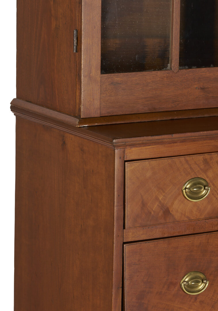 Lot 214: Southern Bookcase with Hepplewhite Inlaid Chest of Drawers