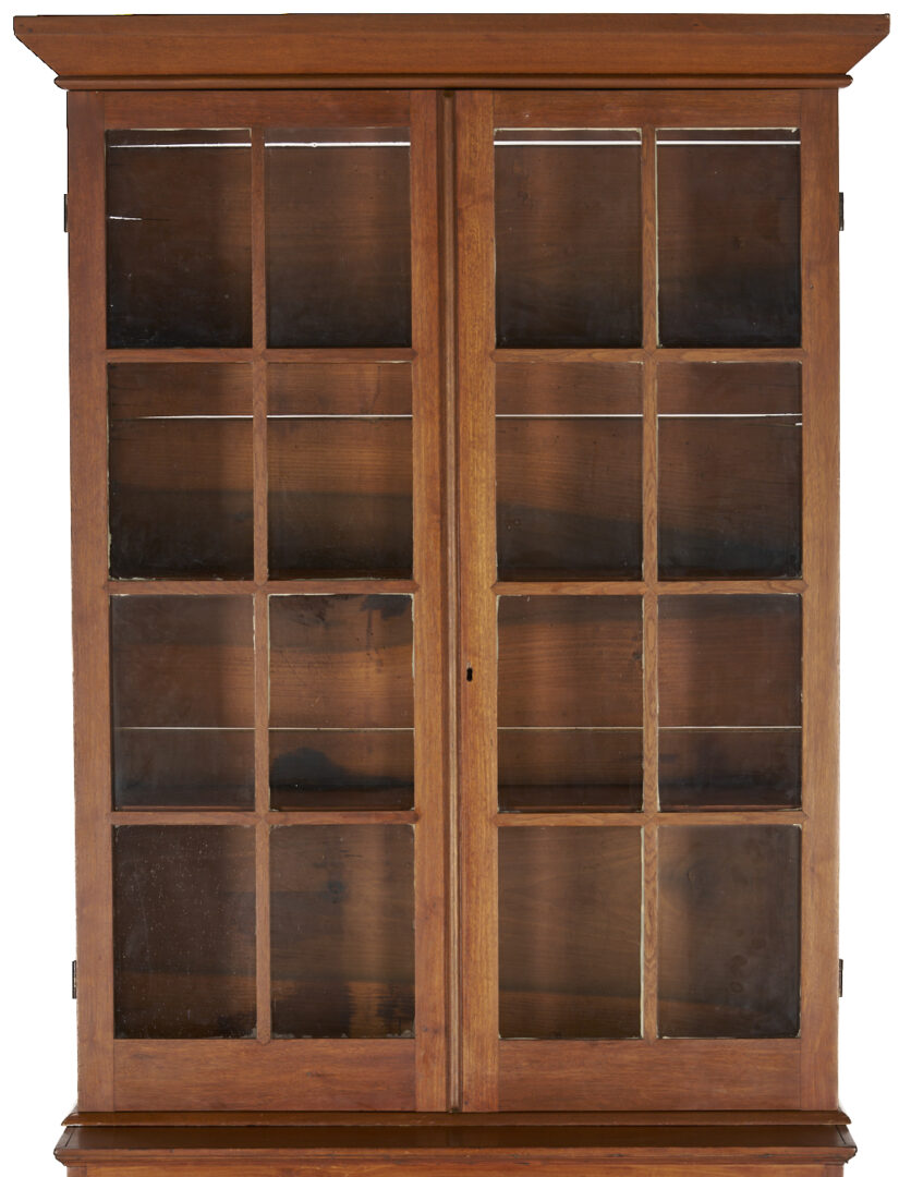 Lot 214: Southern Bookcase with Hepplewhite Inlaid Chest of Drawers