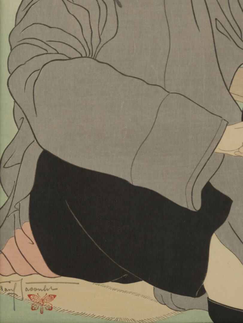 Lot 21: 2 Paul Jacoulet Woodblock Prints, Enfants Des Yeus Jaunes & Vendeur De Masques Chinois