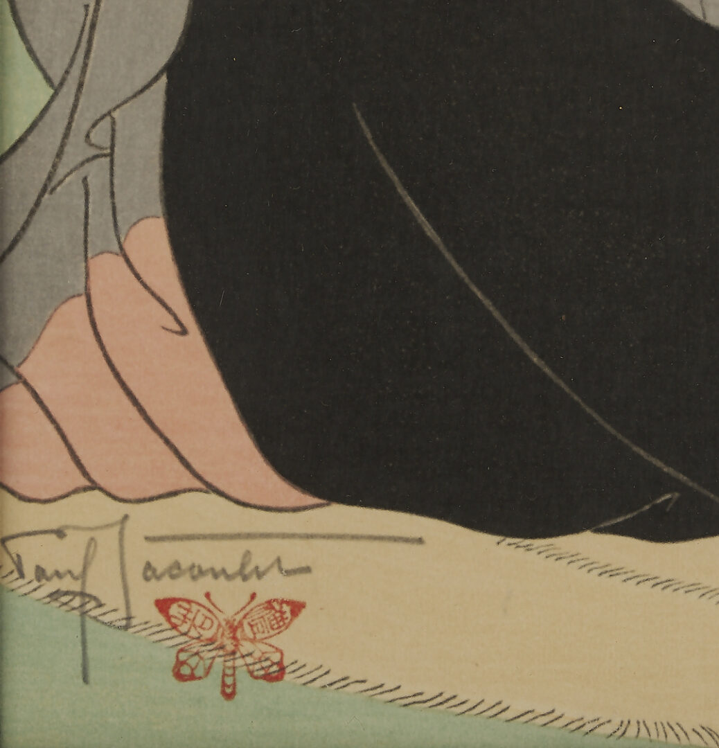 Lot 21: 2 Paul Jacoulet Woodblock Prints, Enfants Des Yeus Jaunes & Vendeur De Masques Chinois