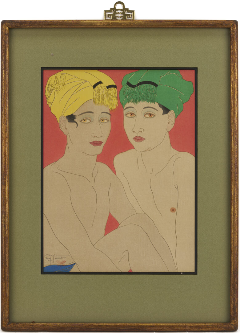 Lot 21: 2 Paul Jacoulet Woodblock Prints, Enfants Des Yeus Jaunes & Vendeur De Masques Chinois