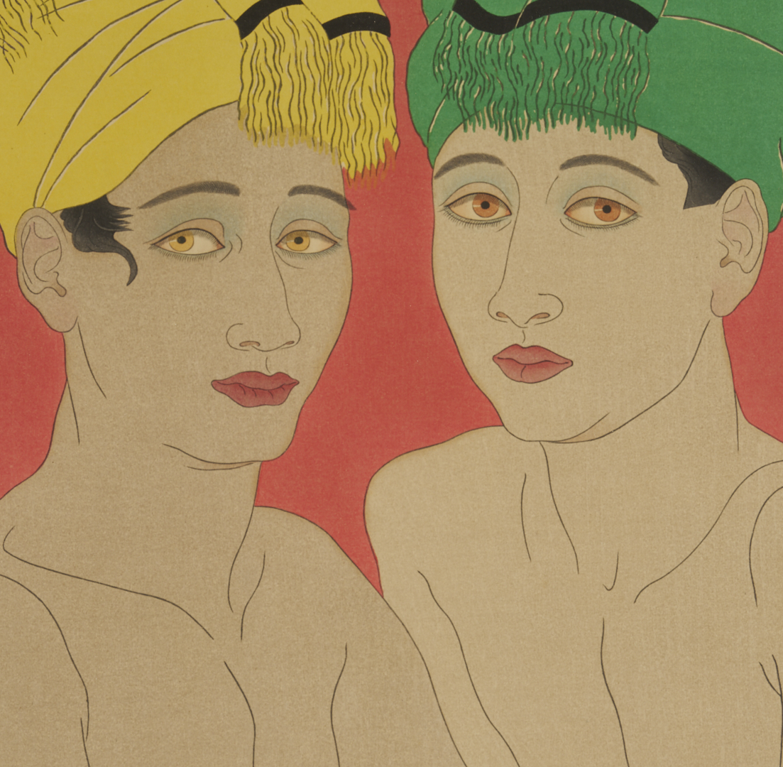 Lot 21: 2 Paul Jacoulet Woodblock Prints, Enfants Des Yeus Jaunes & Vendeur De Masques Chinois