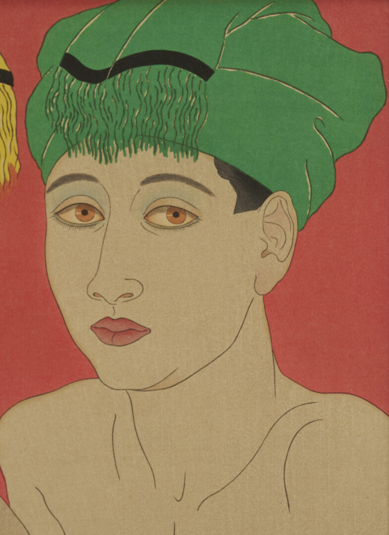 Lot 21: 2 Paul Jacoulet Woodblock Prints, Enfants Des Yeus Jaunes & Vendeur De Masques Chinois