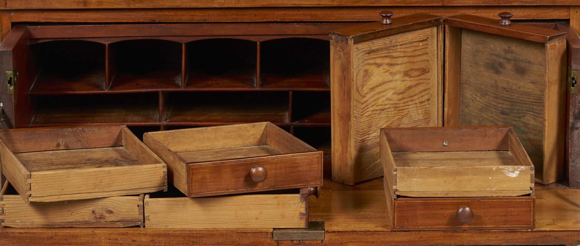 Lot 220: Southern Federal Cherry Butler’s Desk and Bookcase with Inlay, Poss. VA