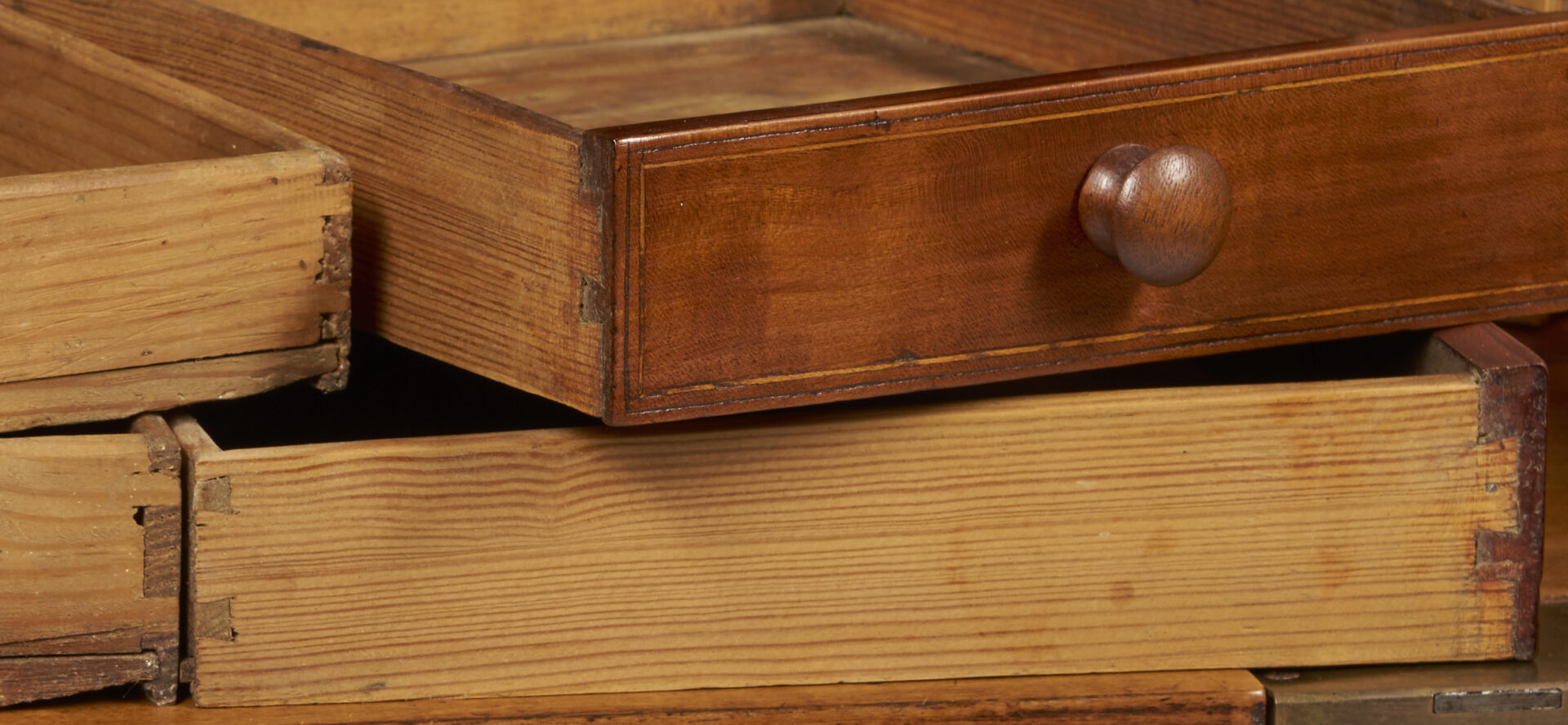 Lot 220: Southern Federal Cherry Butler’s Desk and Bookcase with Inlay, Poss. VA