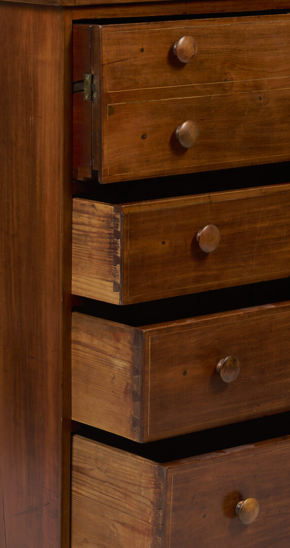Lot 220: Southern Federal Cherry Butler’s Desk and Bookcase with Inlay, Poss. VA