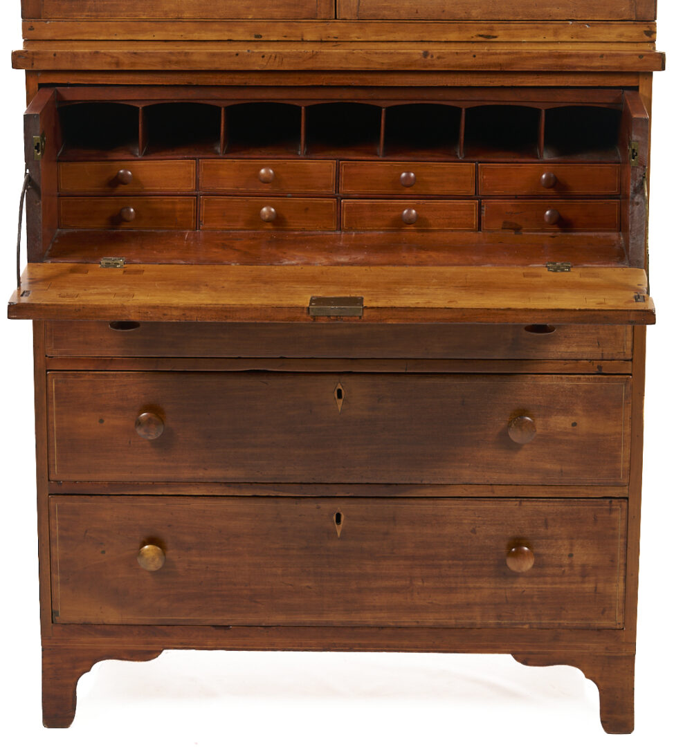 Lot 220: Southern Federal Cherry Butler’s Desk and Bookcase with Inlay, Poss. VA