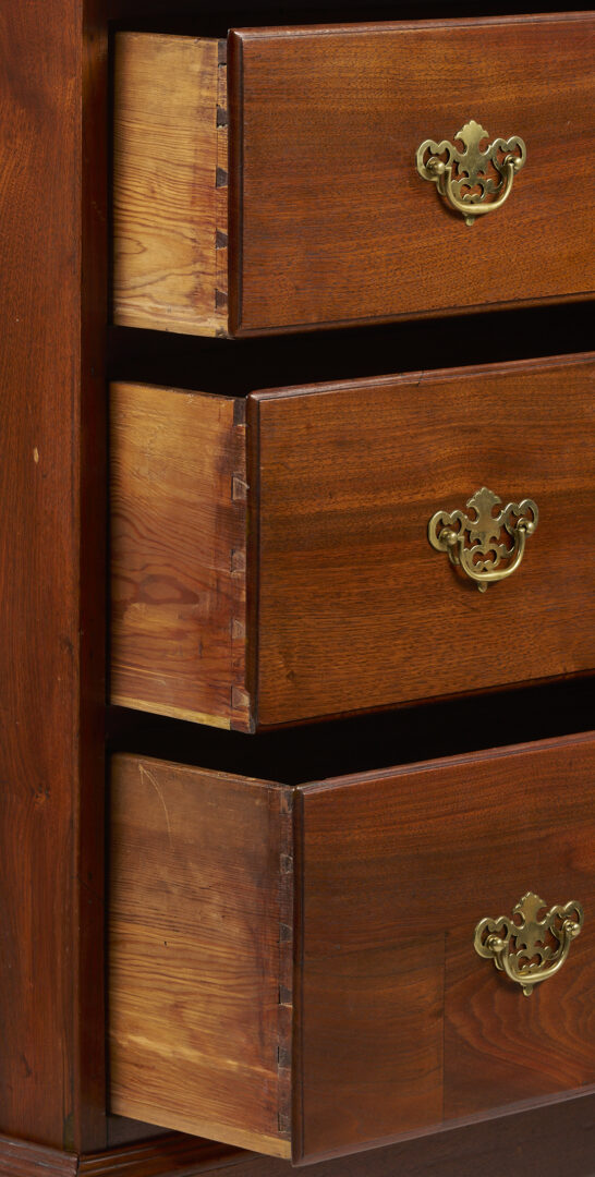 Lot 221: Southern Walnut High Chest on Frame w/ Cabriole Legs, poss. VA