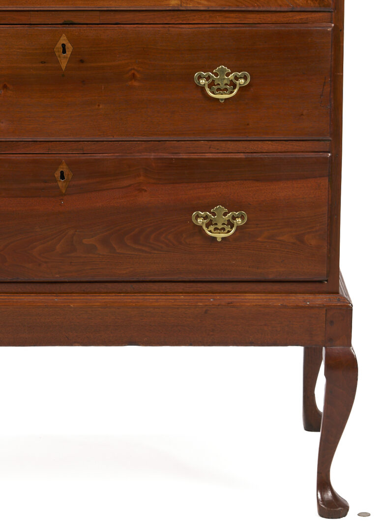 Lot 221: Southern Walnut High Chest on Frame w/ Cabriole Legs, poss. VA