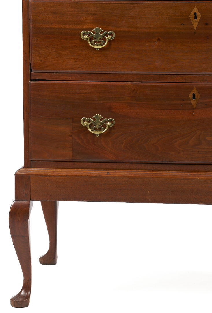 Lot 221: Southern Walnut High Chest on Frame w/ Cabriole Legs, poss. VA