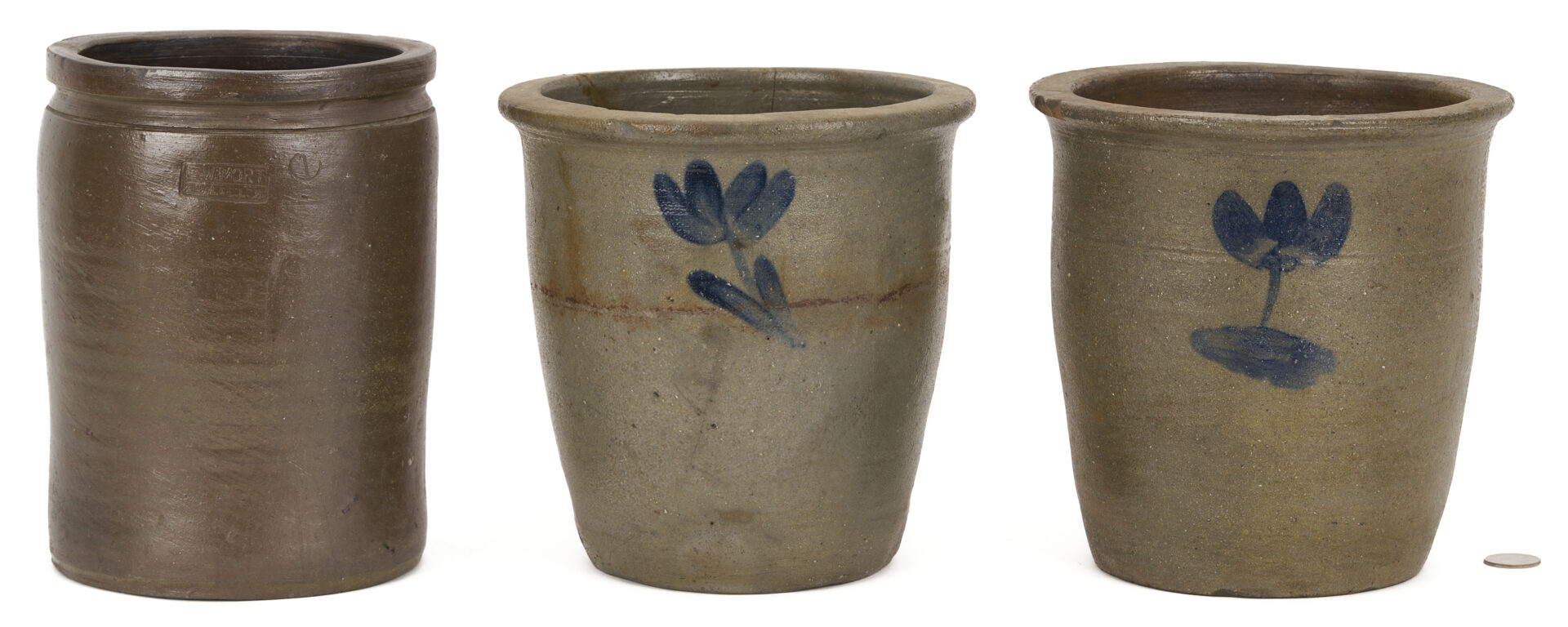 Lot 230: 3 East TN/SW VA Stoneware Jars, incl.Decker & E.W. Mort