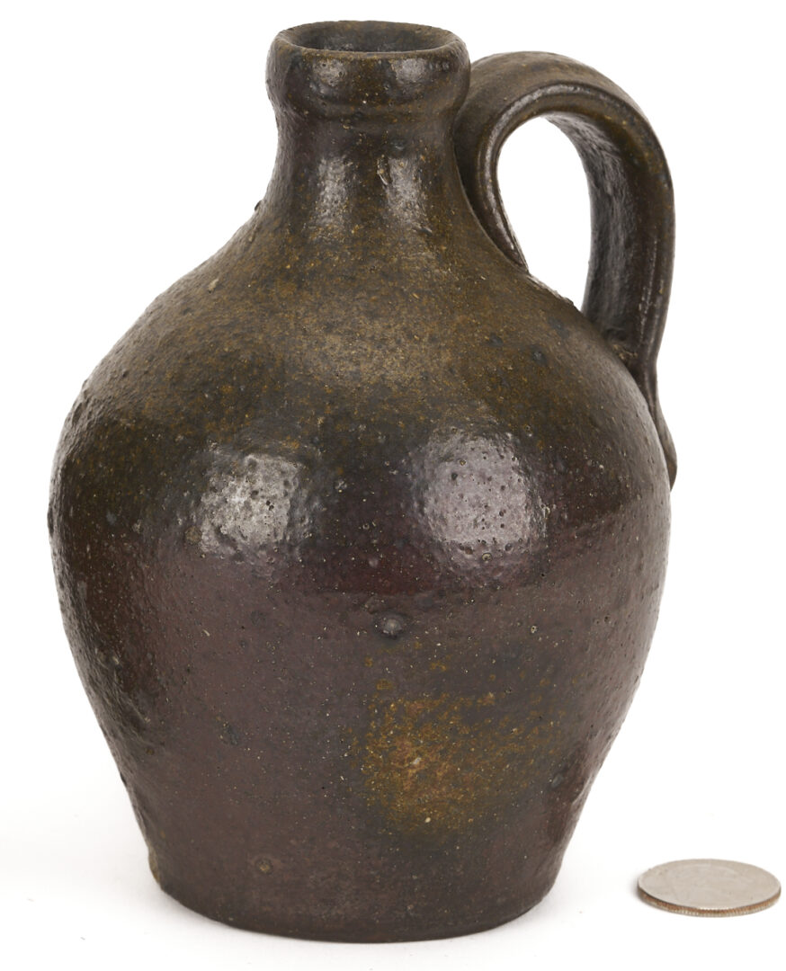 Lot 231: Two TN Minature Stoneware Pottery Forms, Bottle and Jug
