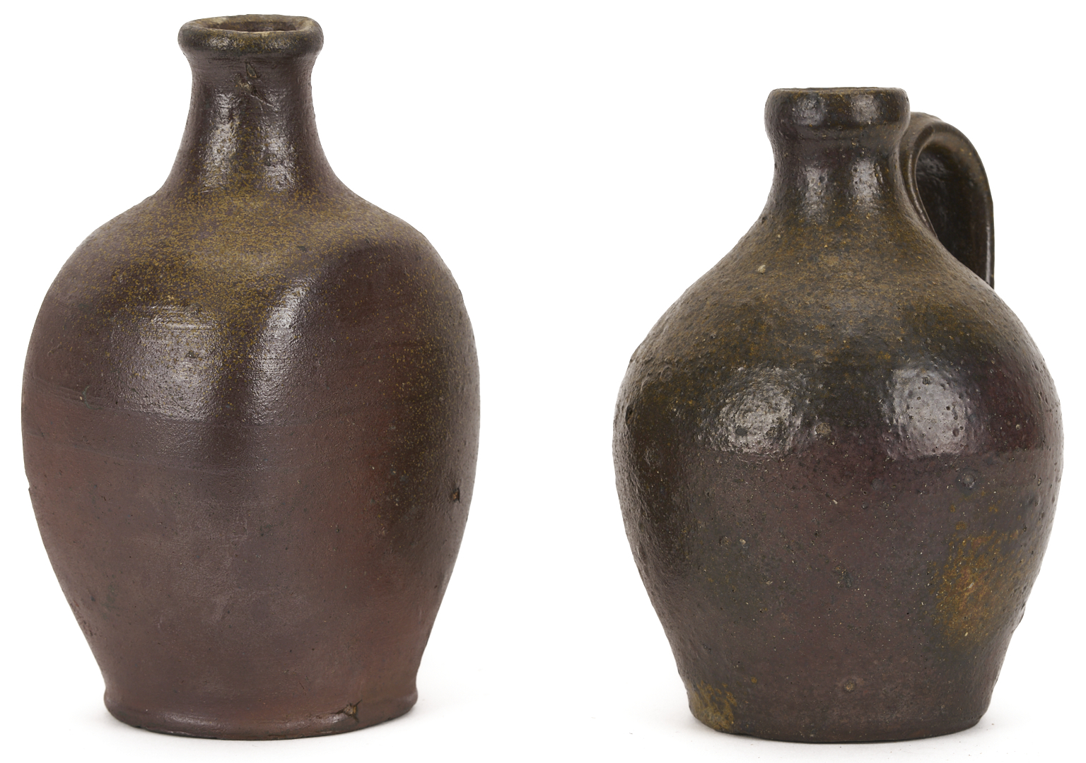 Lot 231: Two TN Minature Stoneware Pottery Forms, Bottle and Jug
