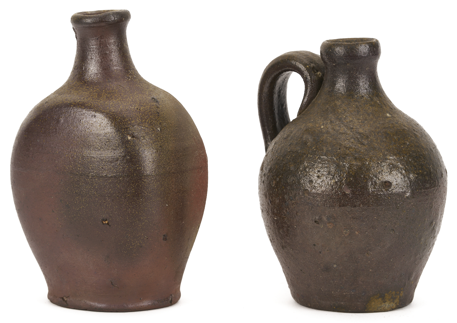 Lot 231: Two TN Minature Stoneware Pottery Forms, Bottle and Jug
