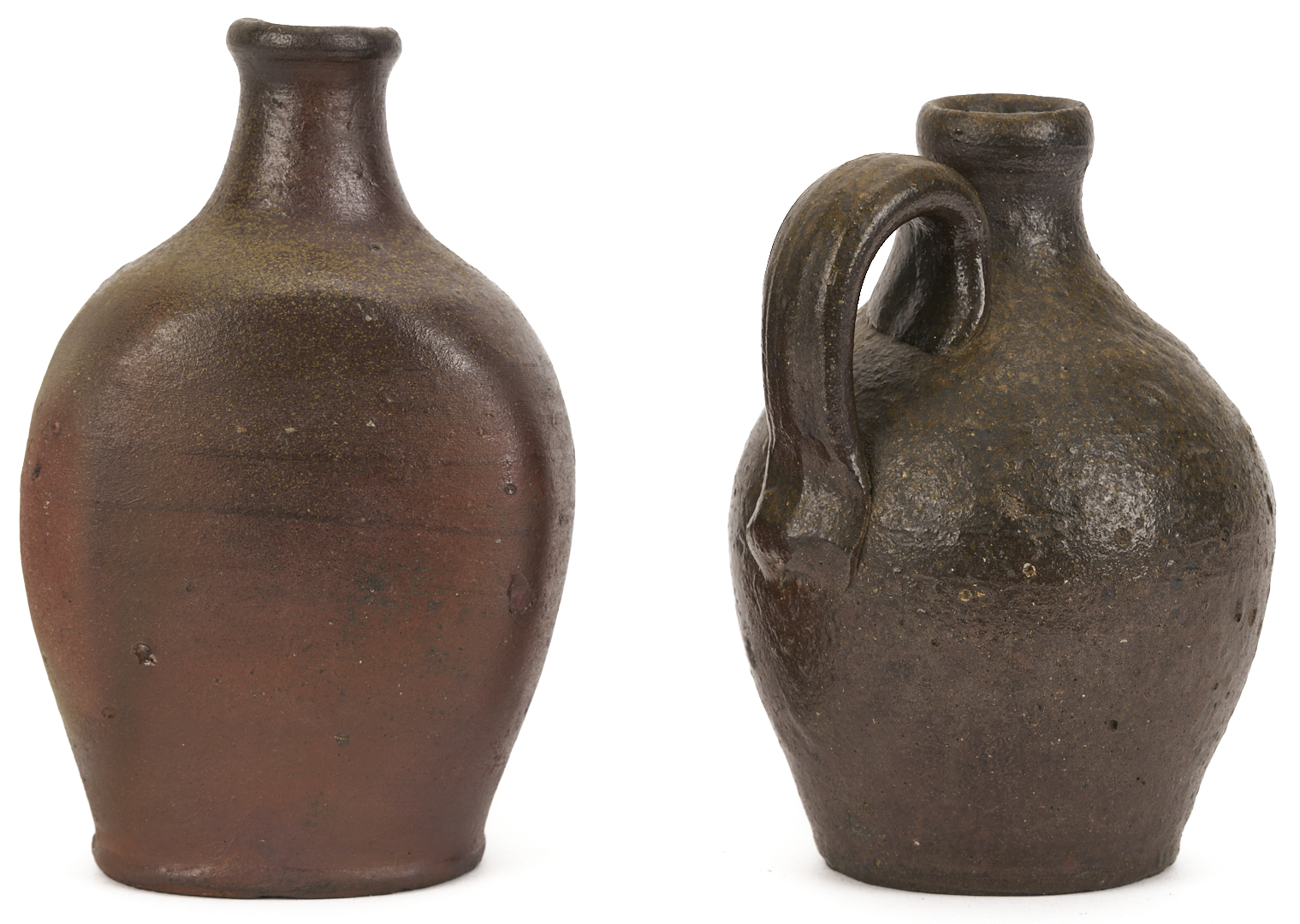 Lot 231: Two TN Minature Stoneware Pottery Forms, Bottle and Jug