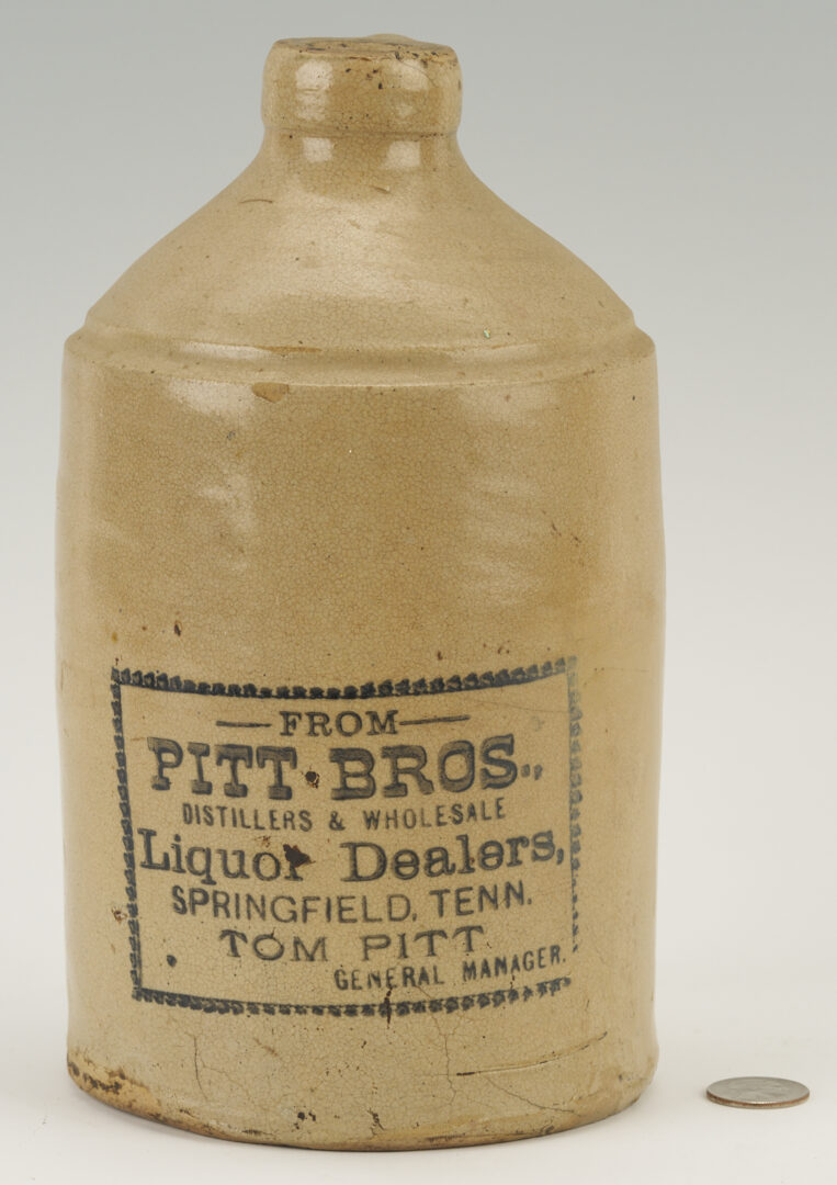 Lot 237: Tennessee Pitt Bros. 1-Gal. Whiskey Jug plus Cave Springs Miniature Jug