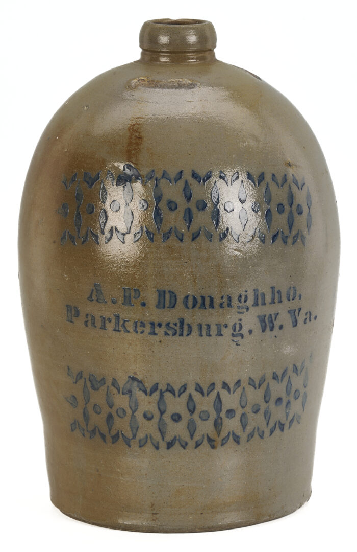 Lot 239: 3 Cobalt Decorated Stoneware Items, incl. Donaghho