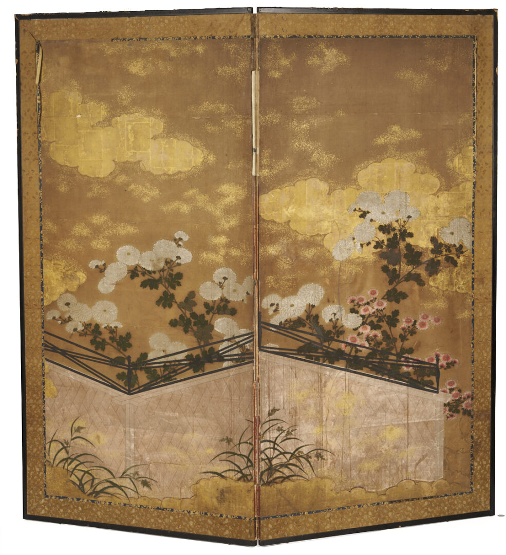 Lot 23: Japanese Rinpa School Byobu Screen, 18th Century