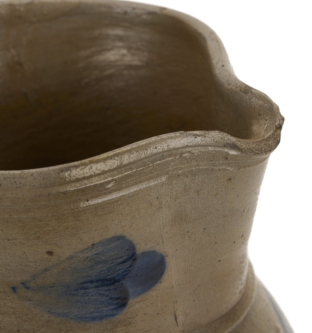 Lot 242: Cobalt Decorated Stoneware Pitcher, attrib. Peter Herrmann, Baltimore