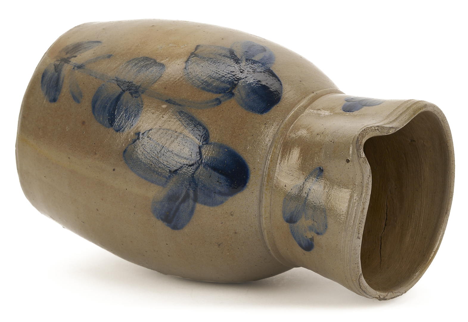 Lot 242: Cobalt Decorated Stoneware Pitcher, attrib. Peter Herrmann, Baltimore