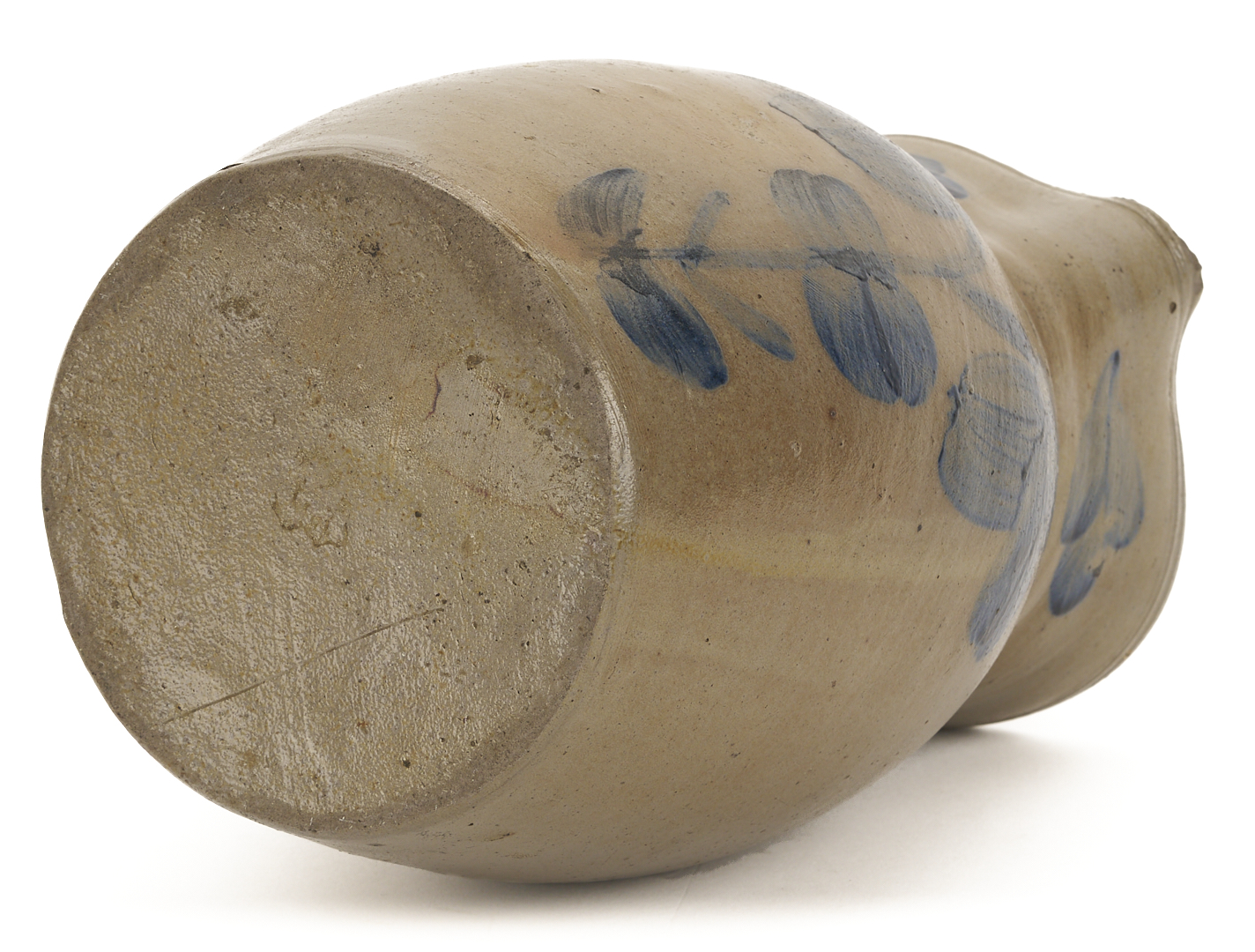 Lot 242: Cobalt Decorated Stoneware Pitcher, attrib. Peter Herrmann, Baltimore