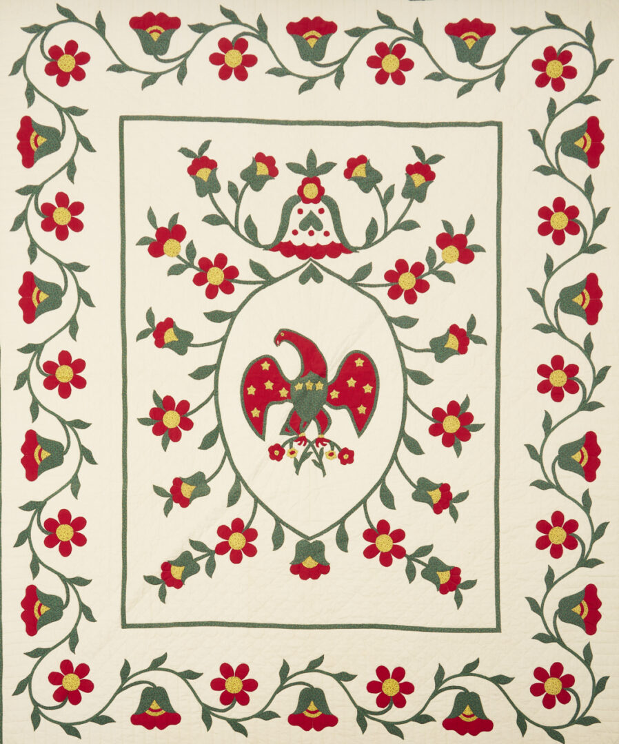 Lot 244: Colonial Revival Patriotic Quilt w/ Eagle