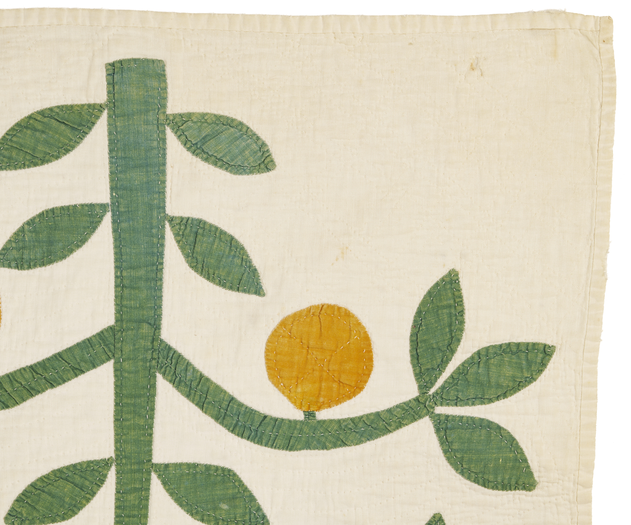 Lot 245: American Folk Art Orange Tree Quilt, Mid 19th C.
