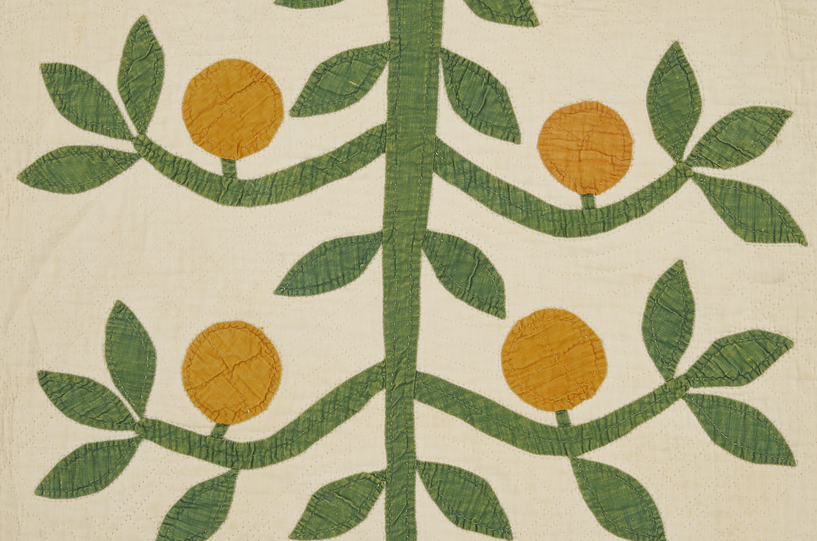 Lot 245: American Folk Art Orange Tree Quilt, Mid 19th C.