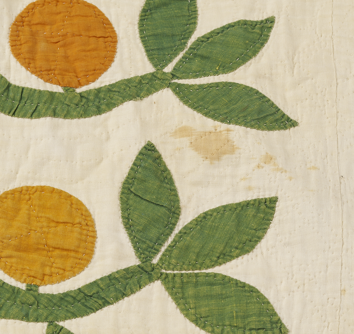 Lot 245: American Folk Art Orange Tree Quilt, Mid 19th C.