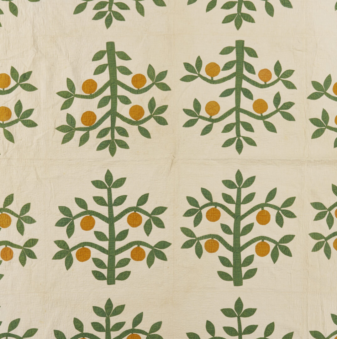 Lot 245: American Folk Art Orange Tree Quilt, Mid 19th C.